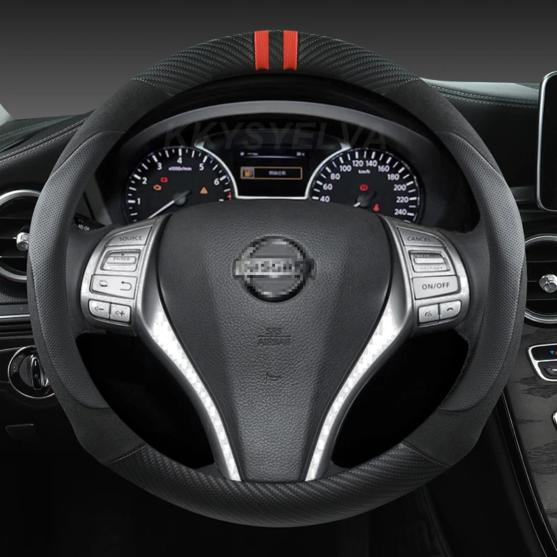 Car Steering Wheel Cover 38Cm15" For Nissan Versa Almera Primera Tiida Terrano Qashqai J10 350Z Kicks Patrol Murano Nv200 Xtrail