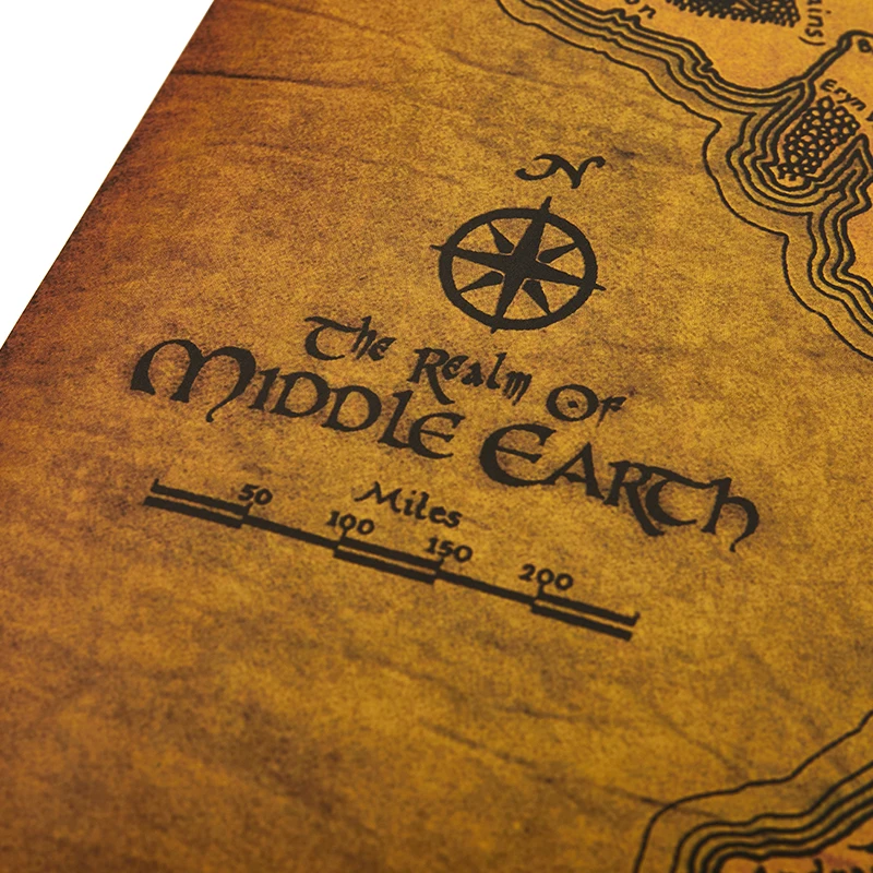 36*51.5Cm The Rings Middle Earth Map The Retro Kraft Paper Poster Decoration Wall Sticker Home Decorations