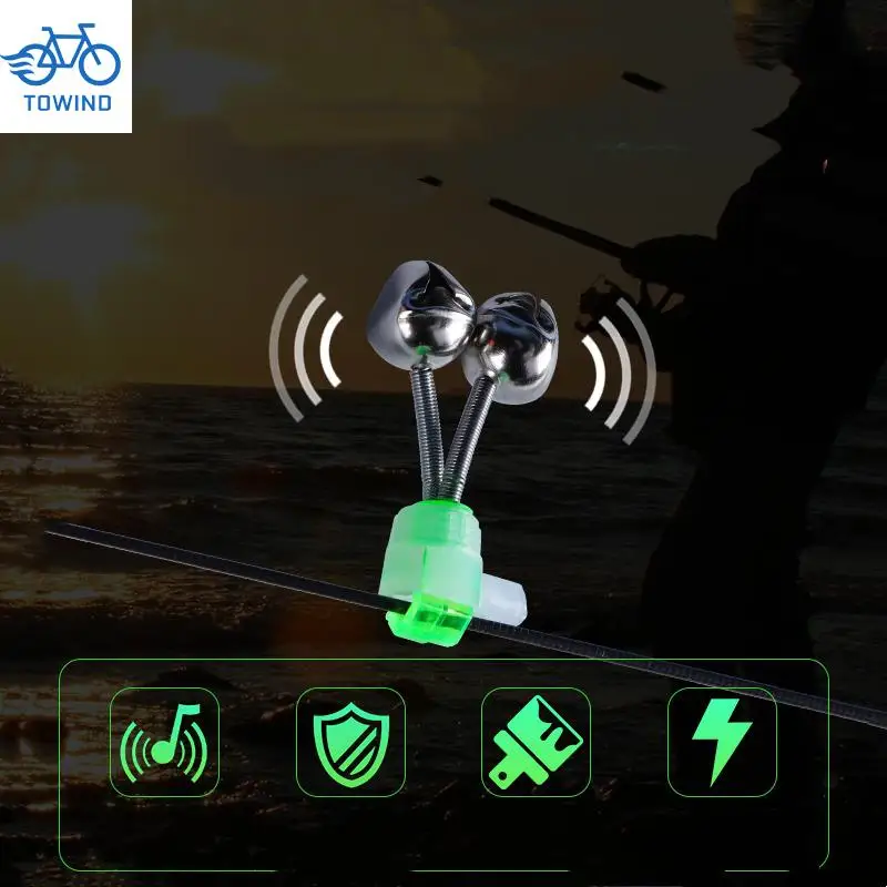 New Fishing Bite Allarmi Canna Da Pesca Bell Rod Clamp Tip Clip Bells Ring Green Abs Accessorio Per La Pesca Outdoor Tackle Fish Alarm