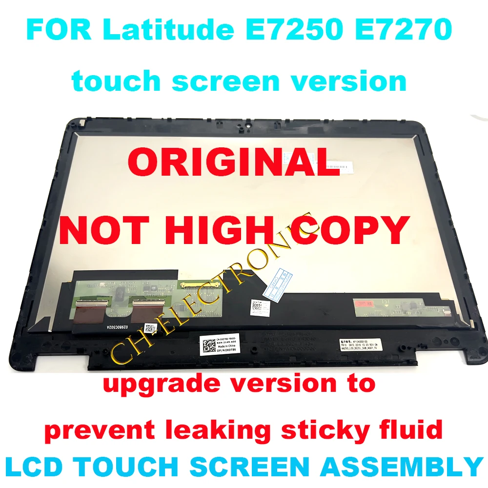 Originale 12.5 "Per Dell Latitude E7270 E7250 P22S P26S P26S001 Lcd Touch Screen Digitizer Gruppo Di Ricambio Xdt86 1920 X1080