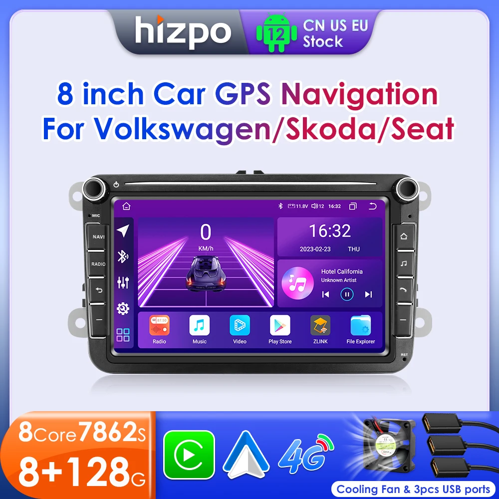 Hizpo 2 Din Android 12 Per Vw Volkswagen Golf Polo Skoda Rapid Octavia Radio Tiguan Passat B7 Jetta Auto Carplay Gps Radio 8"
