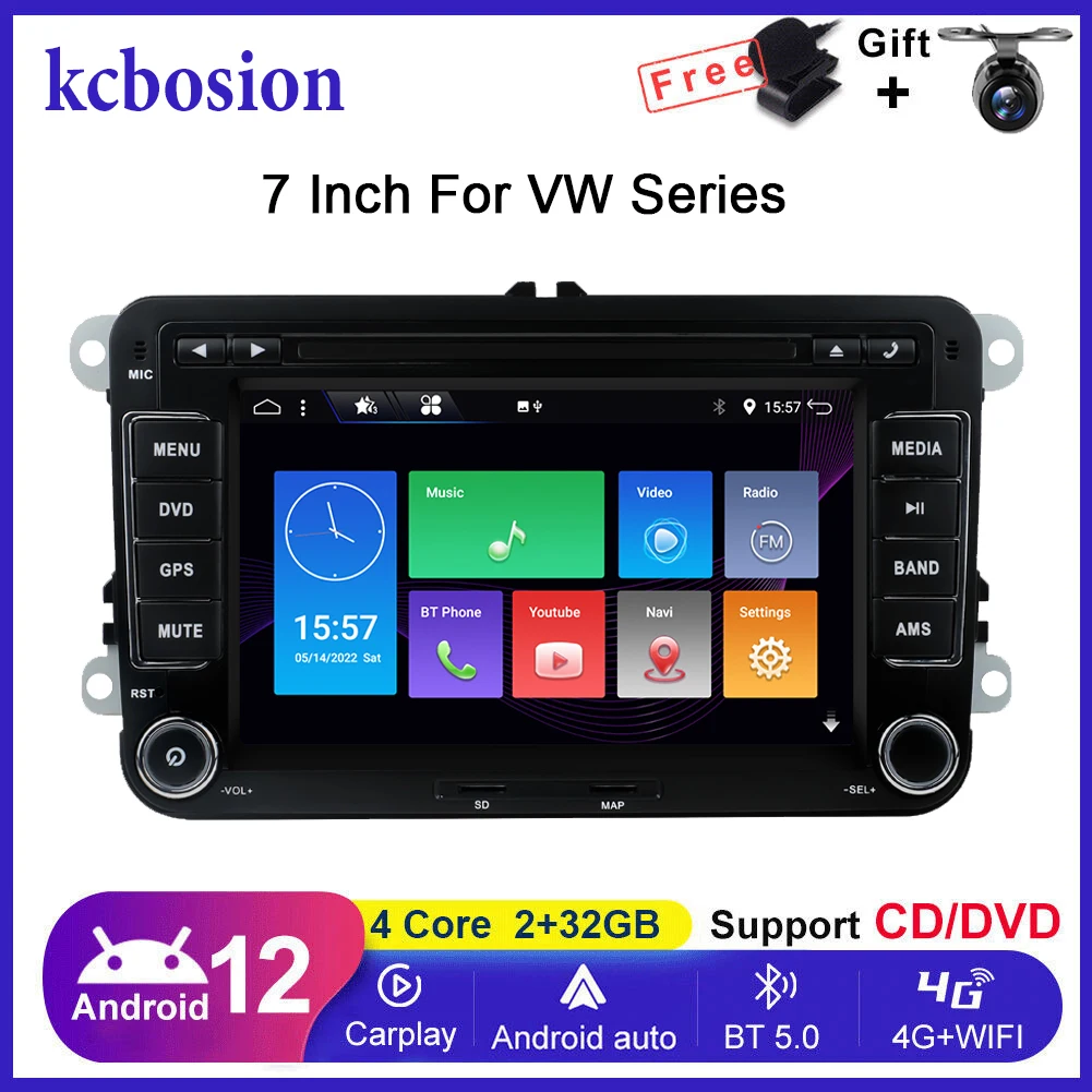 7 "Carplay Android Auto Radio Per Vw Volkswagen Passat B6 B7 Cc Tiguan Touran Golf Polo Carplay Car Multimedia Gps 2Din Swc Dsp
