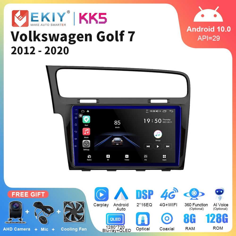 Ekiy Kk5 2Din Qled Autoradio Touch Screen Per Volkswagen Golf 7 2012-2020 Lettore Video Multimediale Carplay Navigazione Gps Stereo