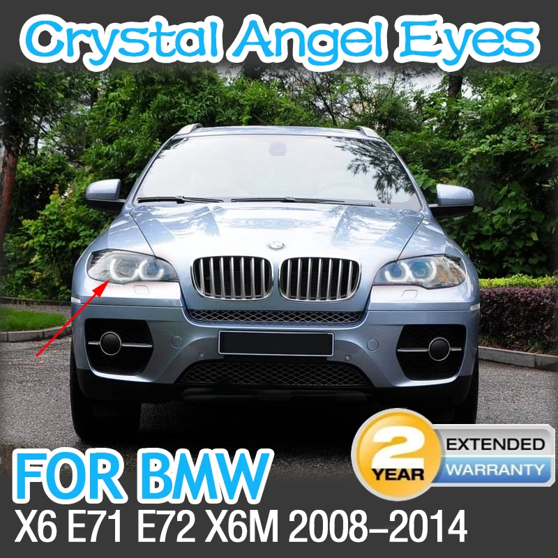 Colore Bianco + Giallo Per Bmw X6 E71 E72 X6M Retrofit Dtm-Style Square Bottom Dtm M4 Style Led Crystal Angel Eyes Halo Rings Kit