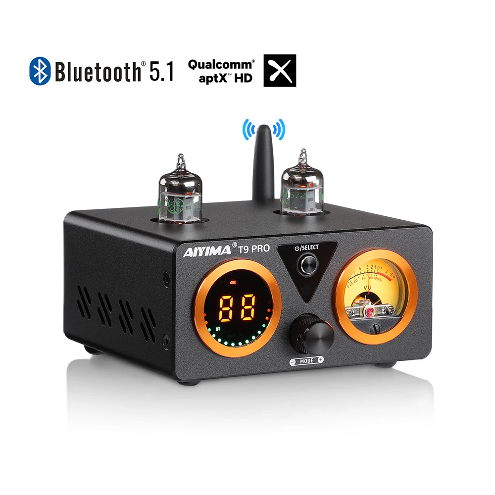 Aiyima Audio Hifi T9 Pro Amplificatore Per Tubi Bluetooth Dac Usb Coax Opt Amplificatore Stereo Amplificatore Domestico Con Vu Meter 100W × 2
