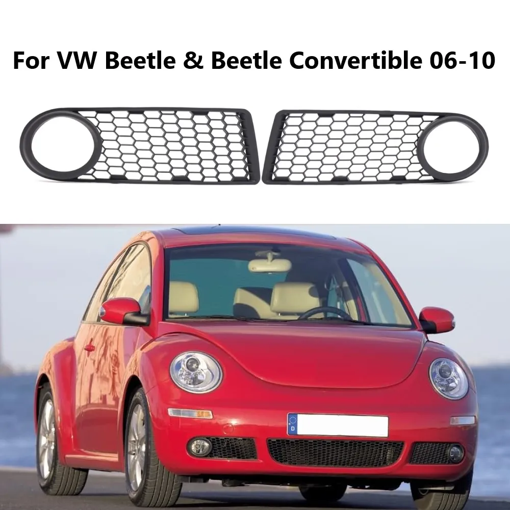 Coppia Paraurti Anteriore Automatico Griglia Fendinebbia Griglia Esagonale A Nido D'Ape Copertura Nera Per Vw Volkswagen Beetle & Beetle Convertible 2