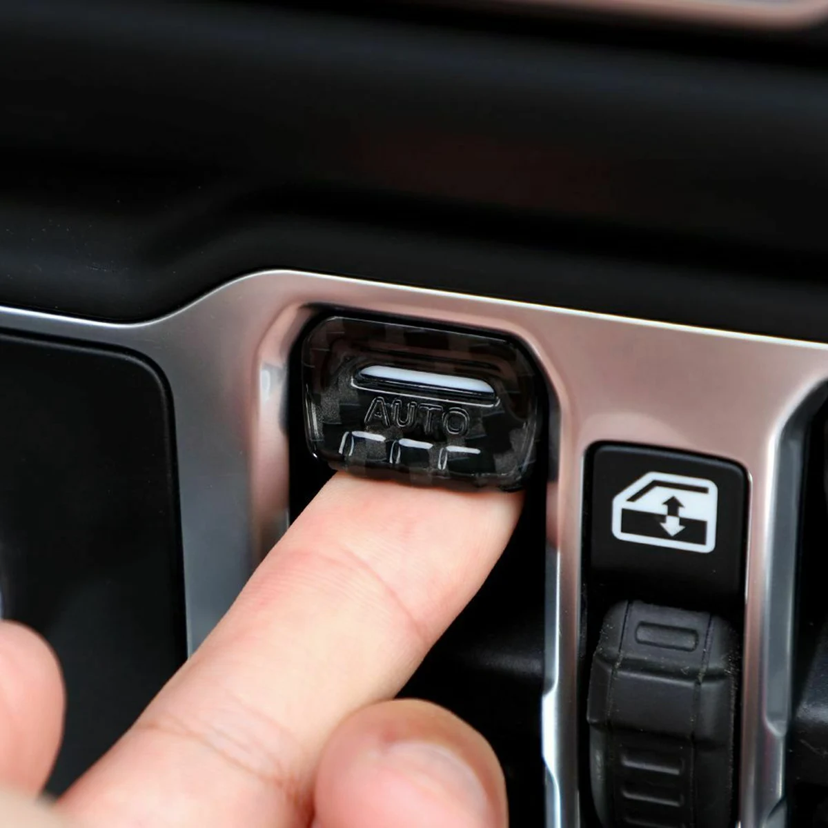 Window Lift Switch Adjust Button Cover Trim Abs Interior Accessories For Jeep Wrangler Jl Jt 2018-2021 (Carbon Fiber)