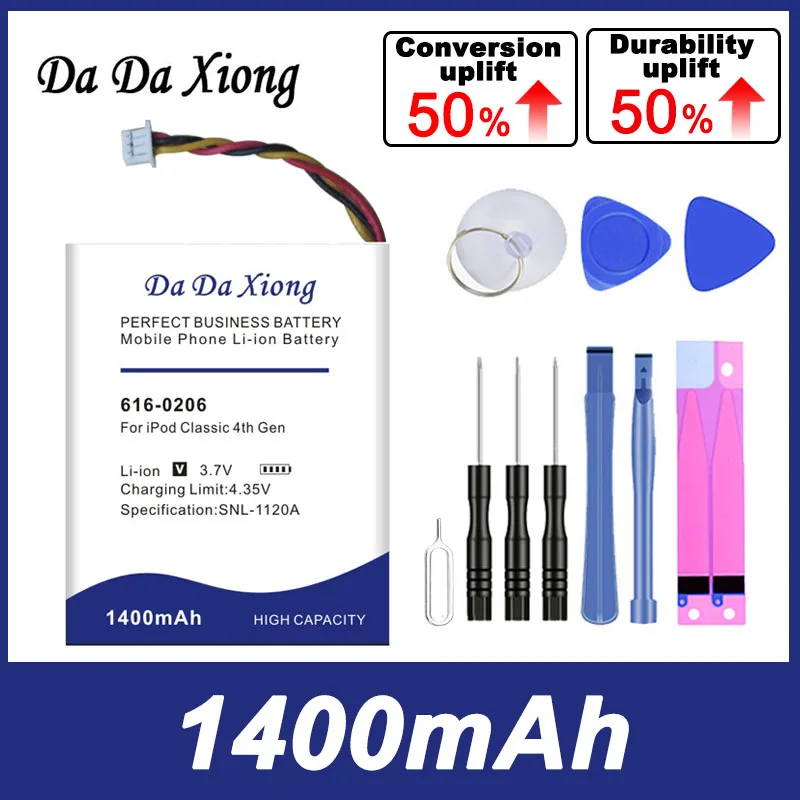 Batteria Dadaxiong 100% Originale 1400Mah 616-0206 Per Ipod Classic 4A Generazione/Foto U2 A1059 20 40Gb