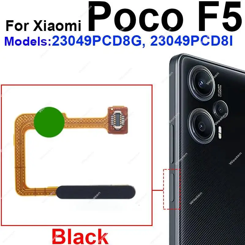 Per Xiaomi Pocophone Poco F5 Power Fingerprint Sensor Unlock Home Key Touch Sensor Flex Ribbon