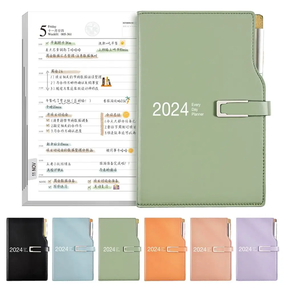 A6 2024 Agenda Book Nuova Cancelleria Pu Leather Days Weekly Notebook Journal Notepad