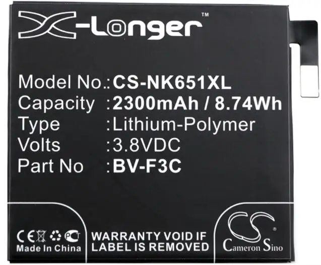 Batteria Cameron Sino 2300Mah Per Microsoft Lumia 650 Xl Bv-F3C Per Nokia Lumia 650 Xl Bv-F3C Cellulare, Batteria Smartphone