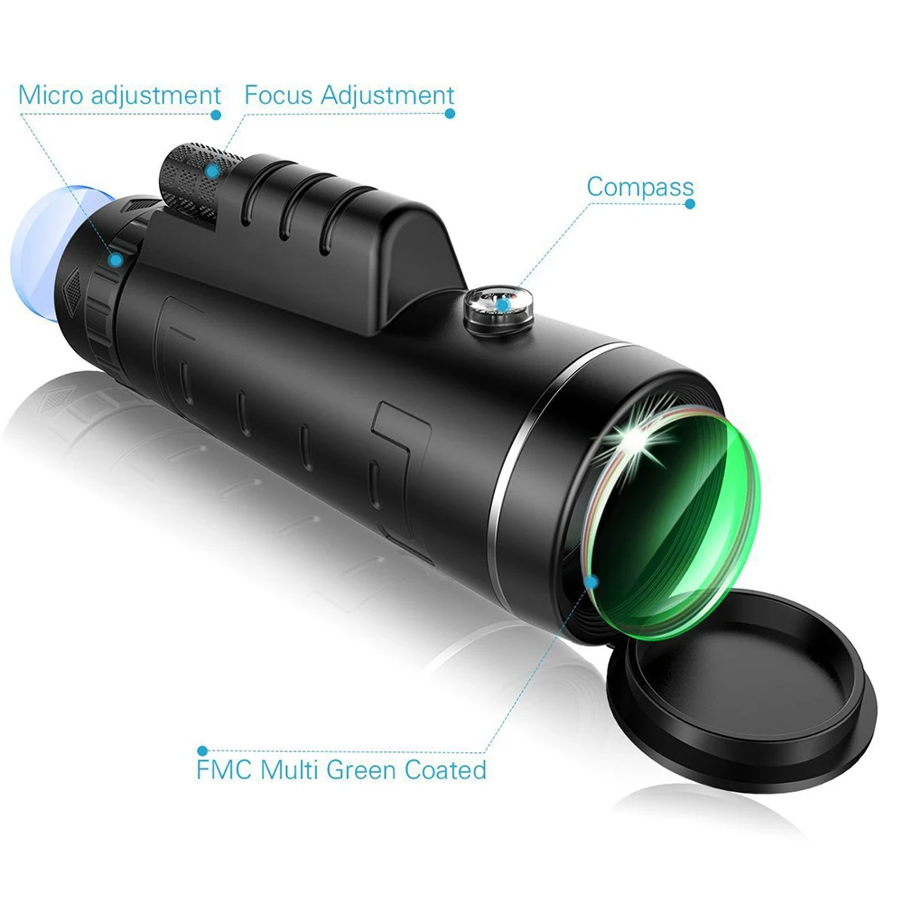 40X60 Mobile Phone Lens Monocular Telescope With Smartphone Holder & Tripod For Bird Watching Hunting Hiking Concert Travelling