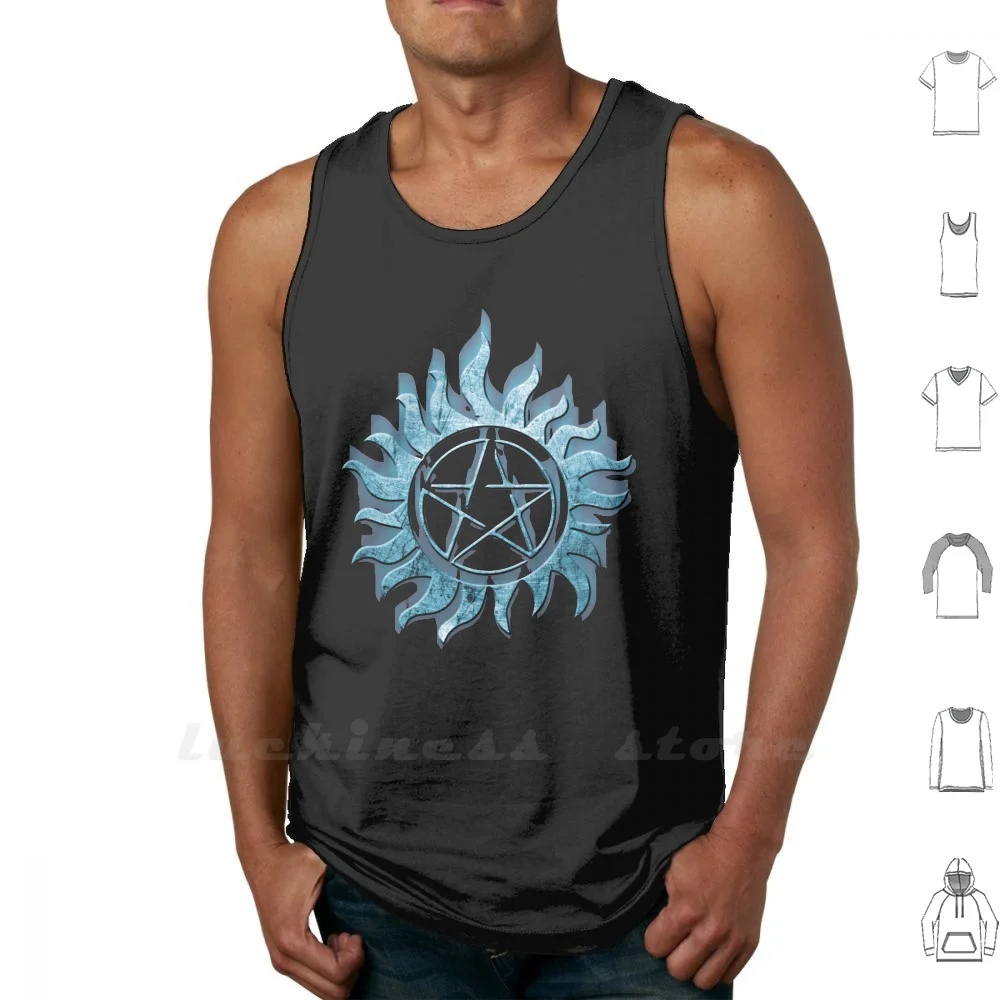 Supernatural Blue Canotte Stampa Fai Da Te Supernatural Winchester Sam Dean Bobby Demon Castiel Angel Devil Fire Soul