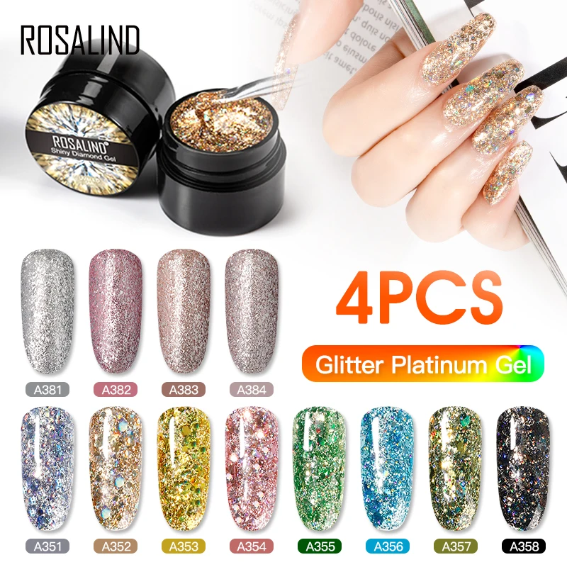 Rosalind Kit Di Smalti Per Gel 2/4Pcs Smalti Per Gel Hai Bisogno Di Base Top Coat Nails Art Design 5Ml Set Di Smalti Per Manicure