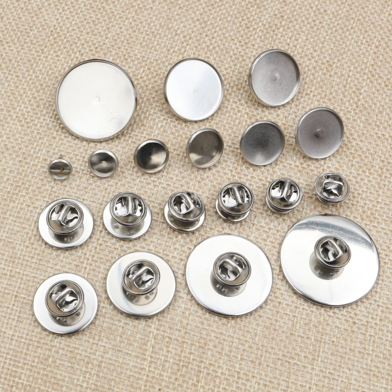 10 Pz/Lotto 6/8/10/12/14/16/18/20/25Mm Materiale In Acciaio Inox Spilla Stile Cabochon Impostazioni Di Base Gemello Del Distanziatore Tie Tack Perni