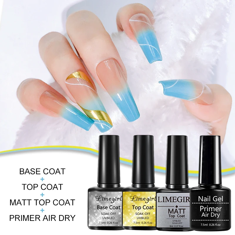 Limegirl7.5Ml Primer Ad Asciugatura Rapida Per Nail Art Design Natural Nail Primer Gel Smalto Per Unghie Air Dry Ammollo Rimuovi Base Coat N
