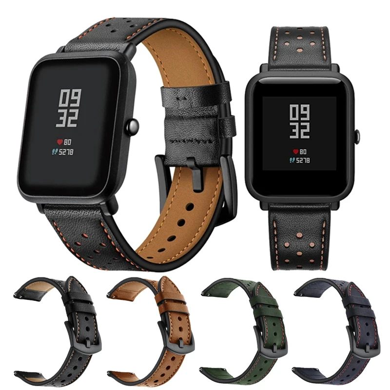 Cinturino In Pelle Da 20Mm Per Fascia Amazfit Bip 3/3Pro Per Xiaomi Huami Gts/Gts 2/ Gts 2E/Gts 2Mini/Gts 3/Gts 4/4Mini Bracciale Uomo Donna