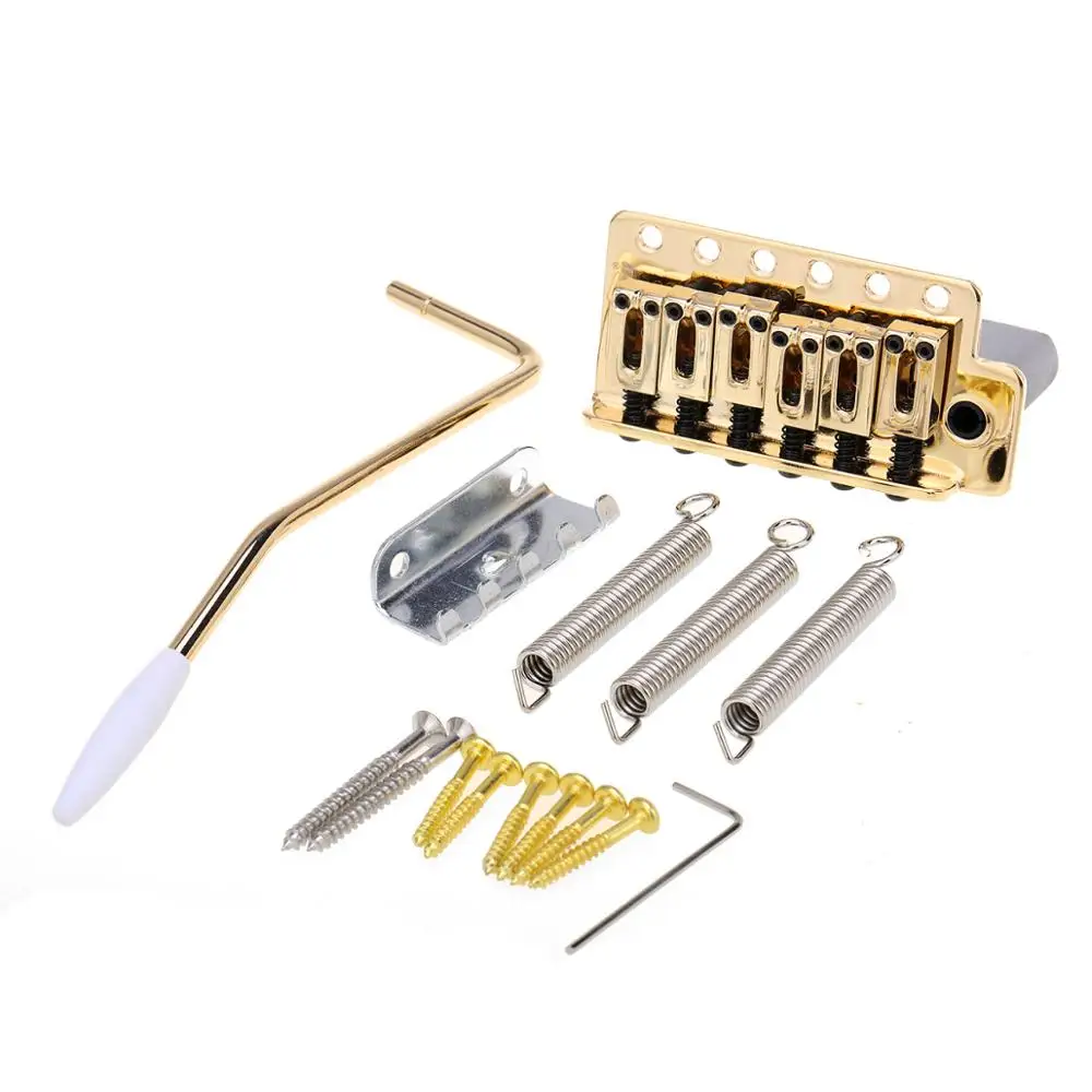 Wile1 52.5Mm Full Block St Guitar Tremolo Bridge Pop-In Arm 6 Viti Per American Vintage Spaziatura Stretta Strat, Oro