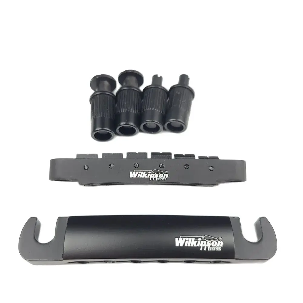 Black Wilkinson Tune-O-Matic Style Guitar Bridge Per Chitarra Elettrica Sg Lp Wogt1 + Wogb2