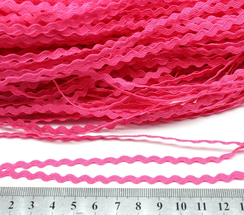 250 Yards Sale Coral Hot Pink 1/8" Mini Ric Rac - Sugar Pink Zig Zag Lace Trim Rick Rack Zig Zag Trims Display
