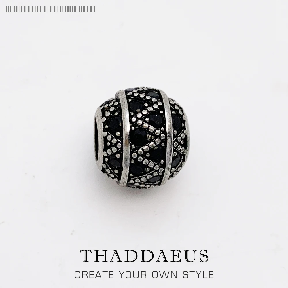 Perline Black Zig Zag Micro Pave Ball Charm Per Le Donne Europa Fashion Diy Fine Jewelry Making