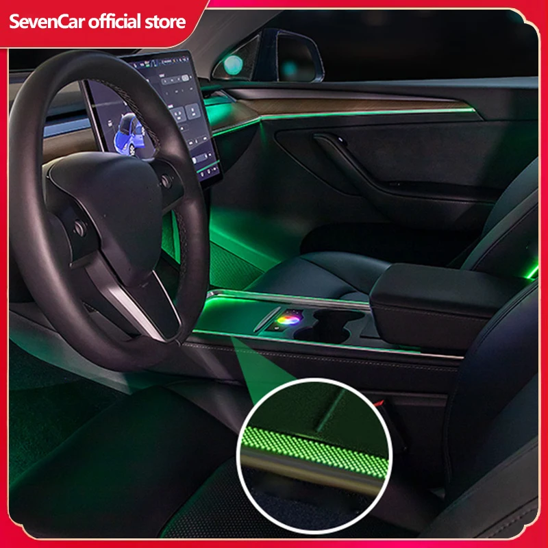 Incisione Inter Lampada Decorativa Touch Control Luce Ambientale Per Tesla Model 3 Model Y 2019-2023 Center Pillar Horn Cover