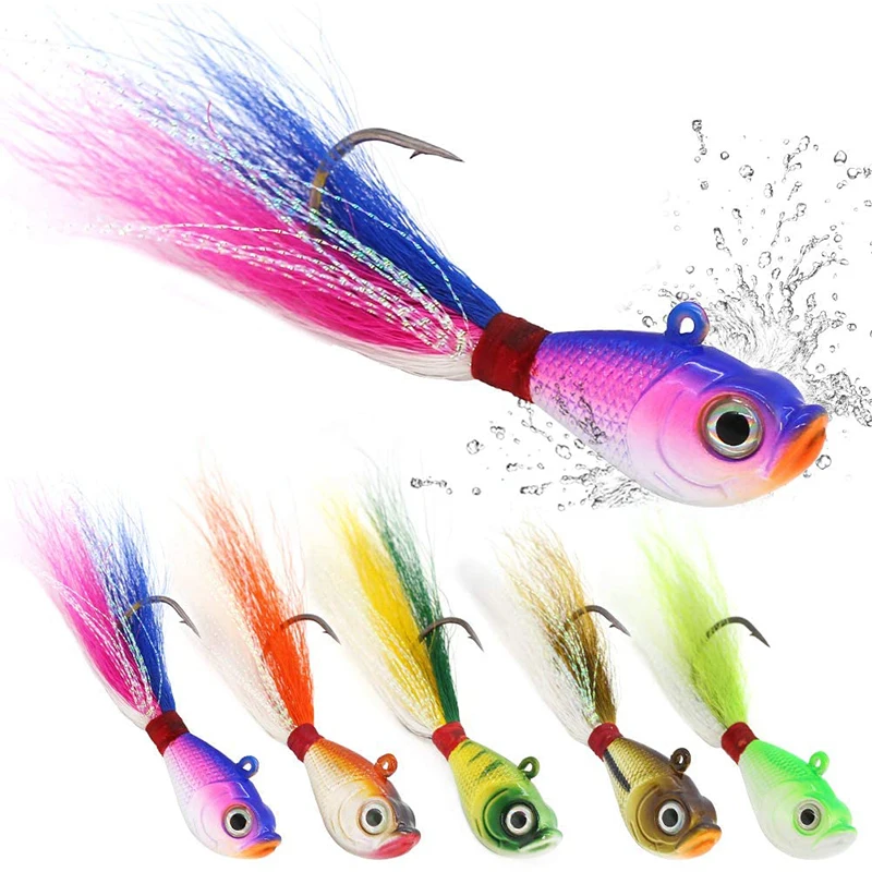 Maschere Bucktail Code Colorate Con Jig Head Bottom Fishing For Flukes Striped Bass Snapper Micro Jigs Rockfishing Winter Lure