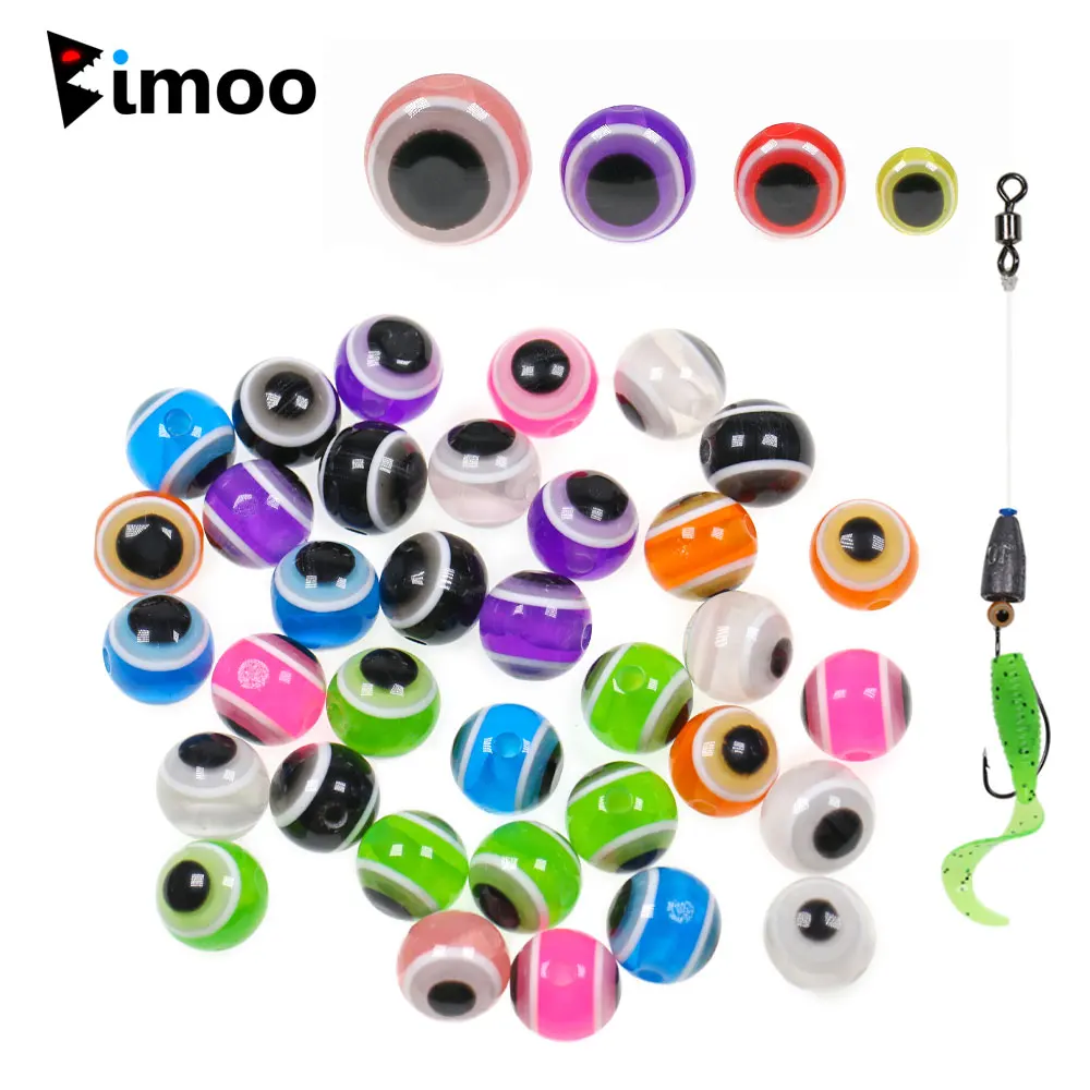 Bimoo 50 Pz 6Mm ~ 12Mm Richiamo Di Pesca Round Eye Beads Fishing Rig Beads Per Texas Rigs Carolina Rigs Fluke Rigs Slip Bobber Rigs
