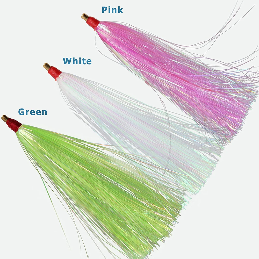 500Pcs Mylar Flash Teaser Tail Fishing Saltwater Bucktail Teaser Jig Bait Per Teaser Plugs Fluke Fishing Lures Bait Rig