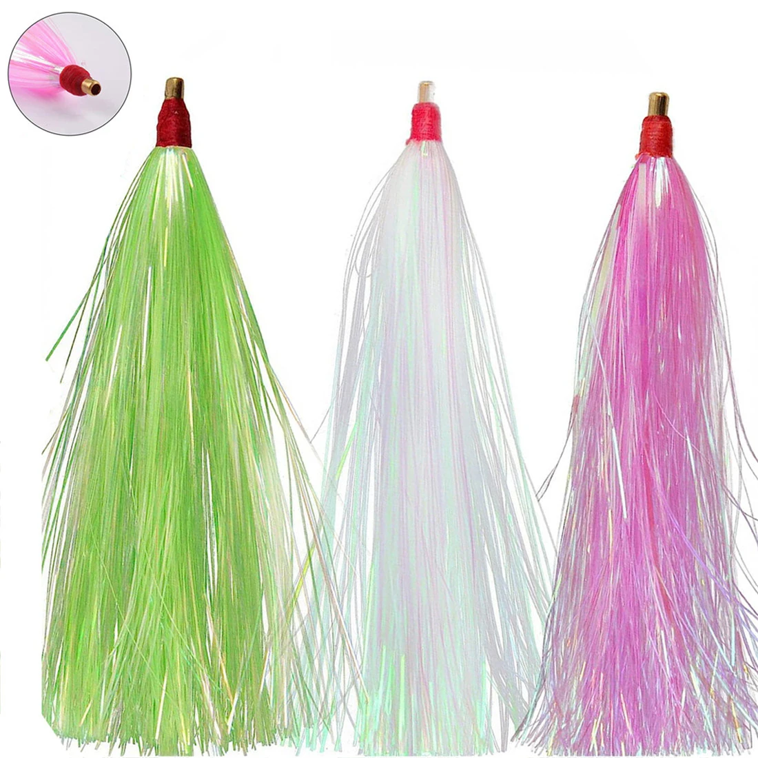 100 ~ 600Pcs Pesca Mylar Teaser Bait Bucktail Jig Esche Da Pesca In Acqua Salata Flounder Fluke Rigs Bass Fly Fishing Bait Accessori