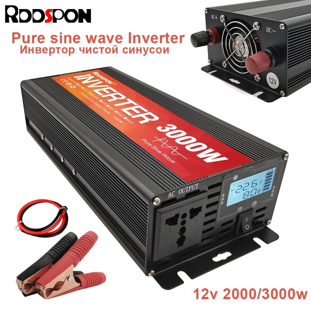 12V 220V Onda Sinusoidale Pura 4000W 3000W 2000W 1600W 1000W Inverter Di Potenza Convertitore Onda Sinusoidale Pura Aggiornamento Trasformatore Invert