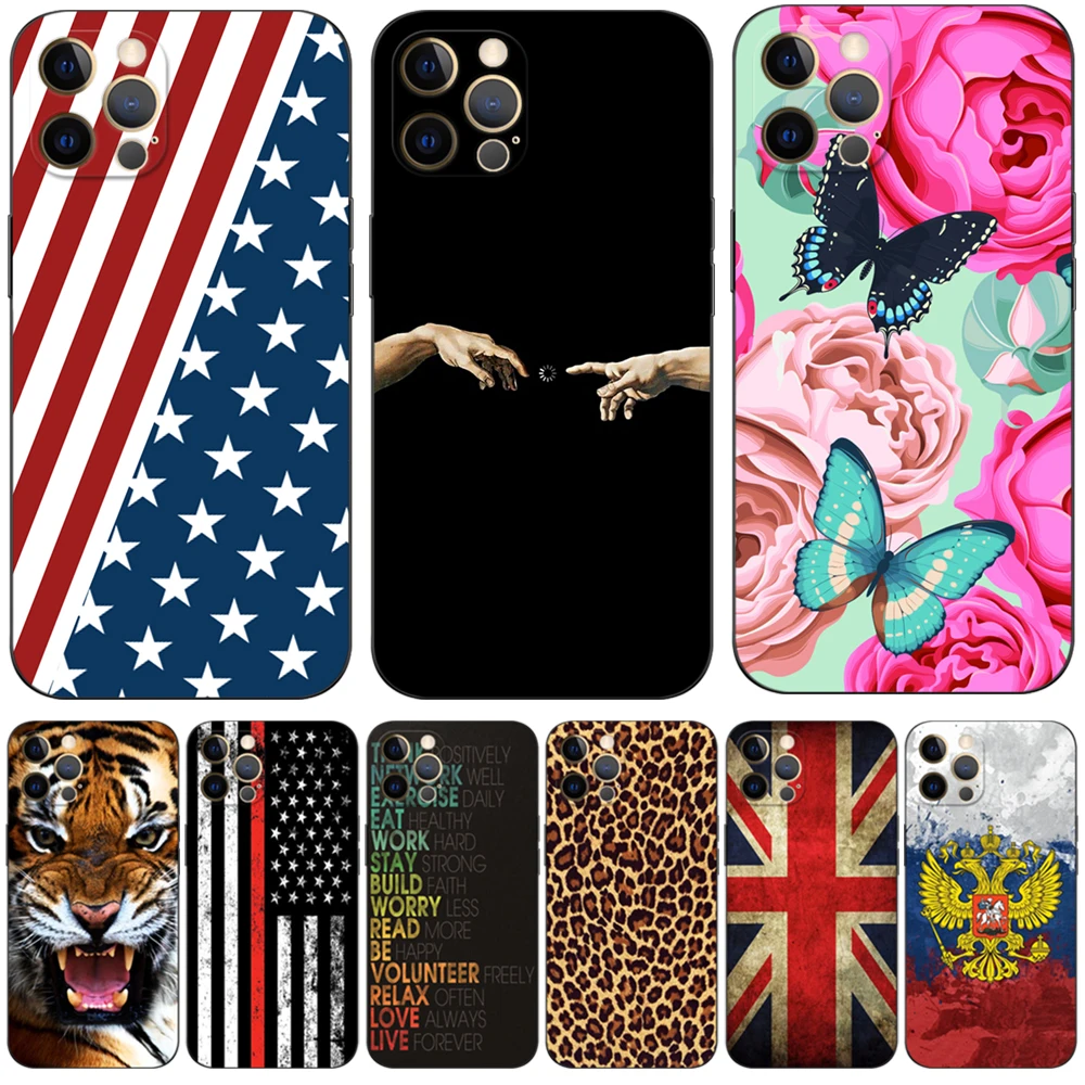 Per Iphone 12 Custodia Per Iphone 12 Mini 12 Pro Max Cover Per Apple Iphone12 12Pro Bumper Custodia In Tpu Nero Uk Usa Flag Skull Wolf