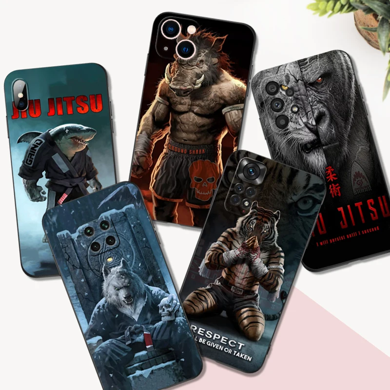 Custodia In Tpu Nero Per Samsung Galaxy S22 S20 S21 Fe Plus Ultra + S10 E Lite Cover Posteriore Judo Jiu Jitsu Beast