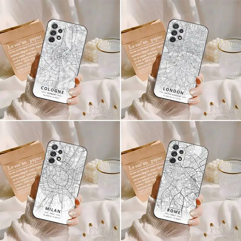Paris Country Sketch City Map Custodia Per Telefono Per Samsung S23 Plus S20 Fe Lite S21 S30 Ultra S8 S9 S10 E Plus Funda Shell Black Soft