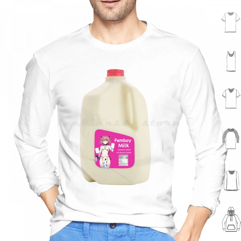 Femboy Milk Felpa Con Cappuccio Cotone Manica Lunga Femboy Anime Meme Cute Femboy Hooters Trap Manga Hooters Kawaii Catboy Astolfo