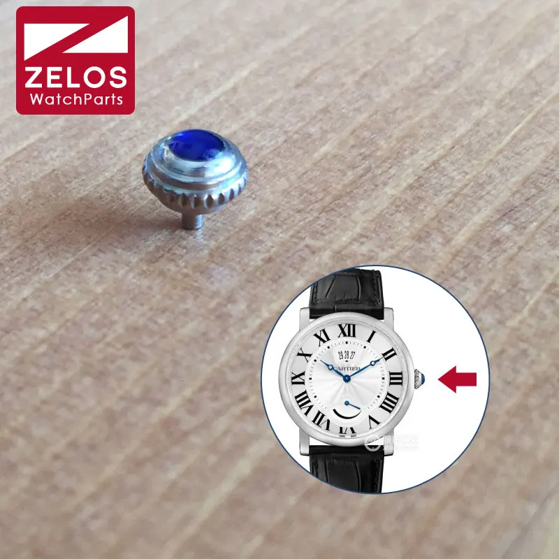 6.0Mm Impermeabile S.Steel Sapphire Crystal Watch Crown Per Cartier Rotonde Watch Wsro0002 W1556369 W1556215 Parti