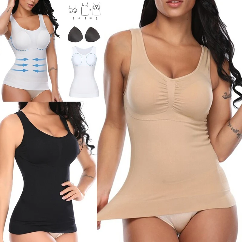 Donna Shaper Slim Push Up Plus Size Reggiseno Cami Canotta Body Shaper Rimovibile Shaper Intimo Gilet Dimagrante Corsetto Shapewear