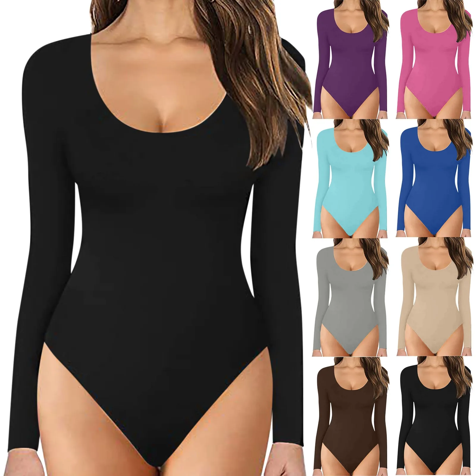 Nero Sexy Body Donna Autunno Inverno O Collo Manica Lunga Solid Body Top Lady Casual Streetwear Body