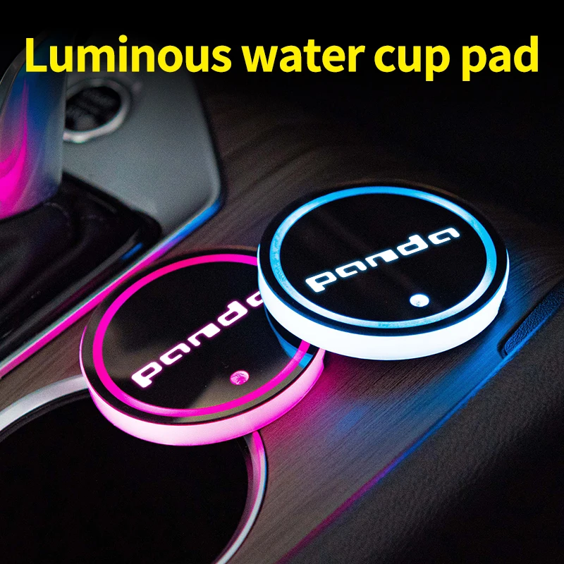 Led Car Water Cup Mat Portabevande Per Fiat Panda 169 141 312 Emblem Luci Decorative Per Interni Auto