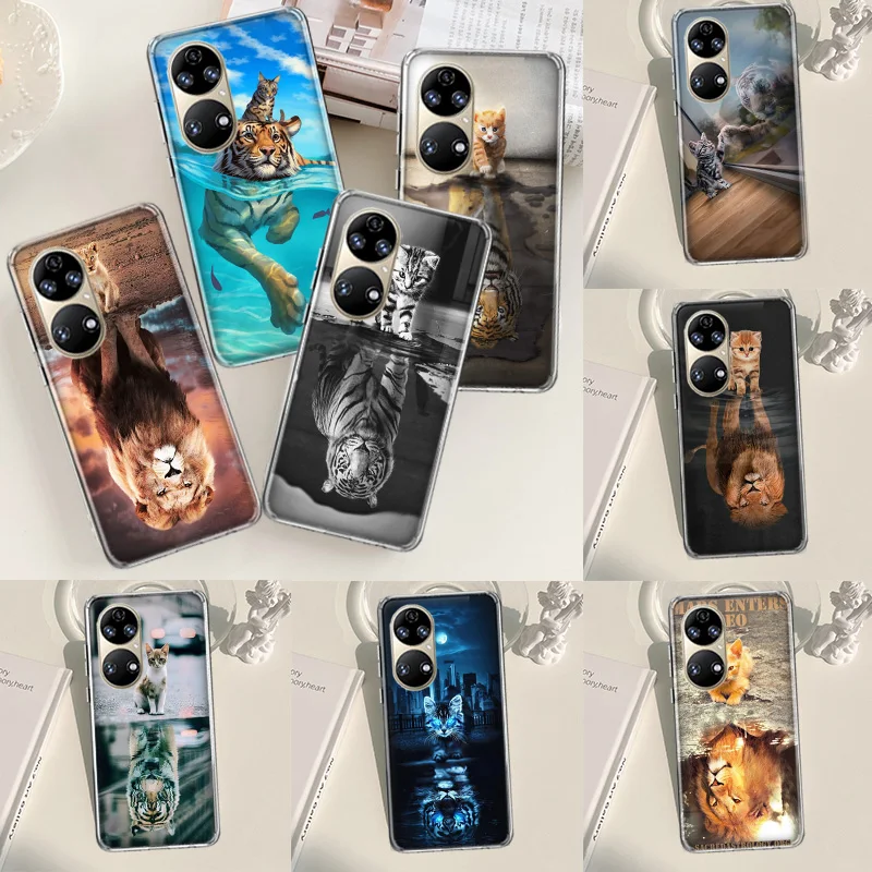 Lion Tiger King Custodia In Silicone Trasparente Per Huawei P50 P40 Pro P30 Lite P20 P10 Mate 10 20 Lite 30 40 Pro Cover Coque