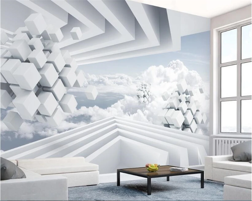 Wellyu Papel De Parede 3D Wallpaper 3D Classic Wallpaper Tridimensionale Astratto Spazio Cielo Blu Nuvole Bianche Tv Background3D