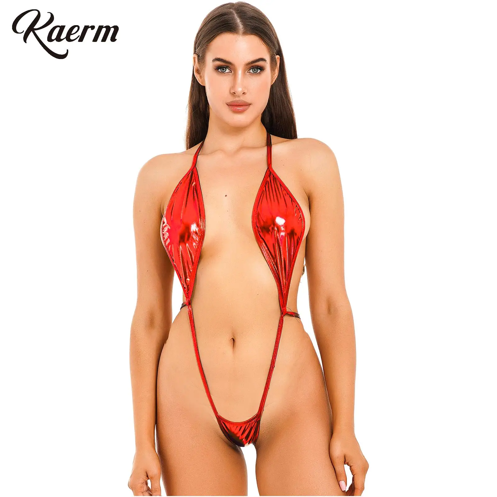 Bikini Metallizzato Sling Shot Da Donna Halter Mini Reggiseno X Back One Piece Monokini Micro G String Perizoma Extrem Bikini Brasiliano