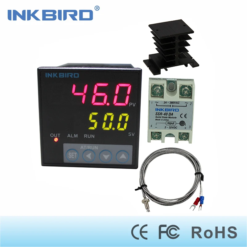 Regolatori Di Temperatura Pid Inkbird Sensore Itc-106Vh + K + 40A Ssr + Dissipatore Di Calore, Relè A Stato Solido Per Sous Vide, Termocoppia K
