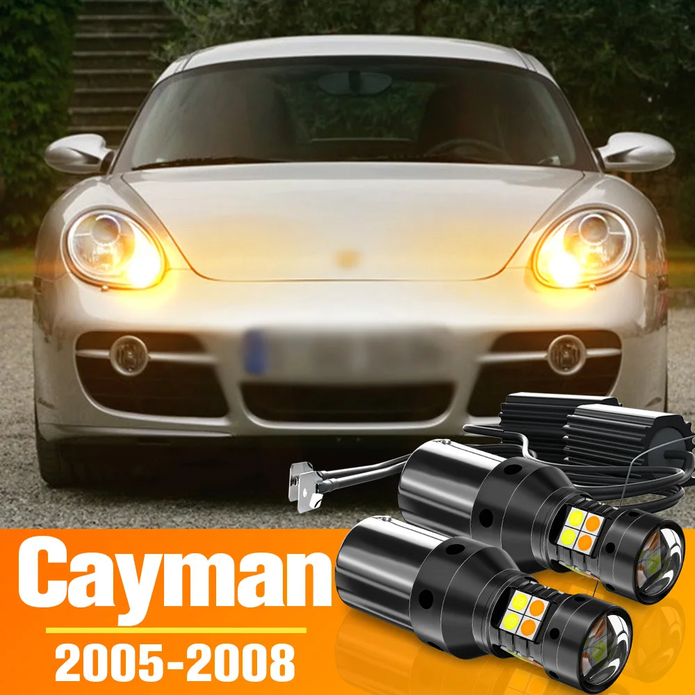 2 Pz Dual Mode Led Indicatori Di Direzione + Luce Di Marcia Diurna Accessori Drl Per Porsche Cayman 987 2005-2008 2006 2007