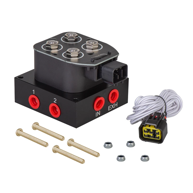 Kit Collettore Elettrovalvola Controller Auto/Moto 12V Air Ride 4 Angoli (0-300Psi)