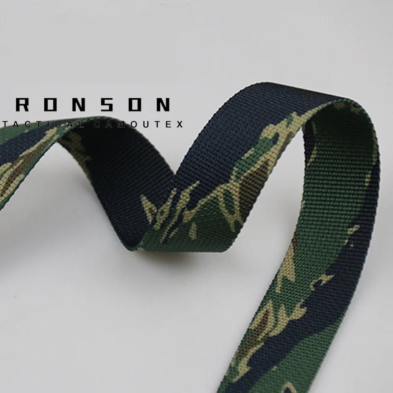 Green Tiger Print Camo Webbed Strap 2.5Cm Tactical Bag Strap Accessori Guarnizione In Vita Molle System Strap Accessories