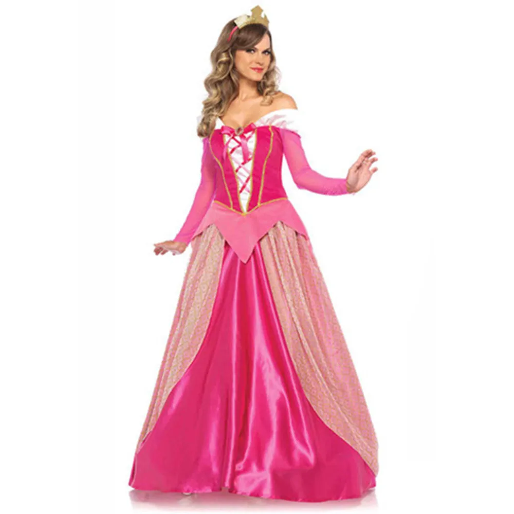 Donne Halloween Party Movie Sleeping Beauty Princess Pink Dress Aurora Princess Cosplay Costume Fantasia Fantasia Plus Size