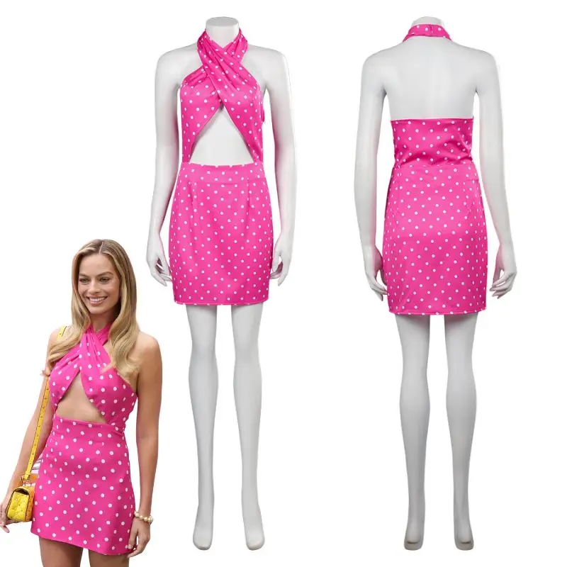 Bionda Barbier Cosplay Polka Dot Women Dress Costume Movie Barbier Clothes For Women Fanasia Outfit Halloween Carnival Suit
