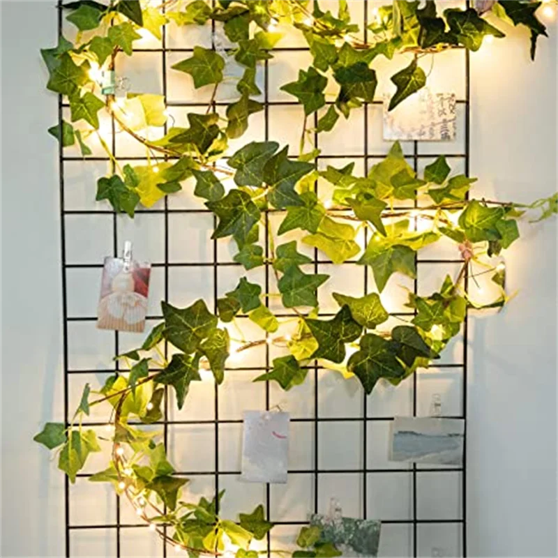 5M/10M Green Leaf String Lights Ivy Garland Fairy Lights Led Outdoor Maple Leaf Lampada Solare Per La Casa Festa Di Nozze Decorazione Fai Da Te
