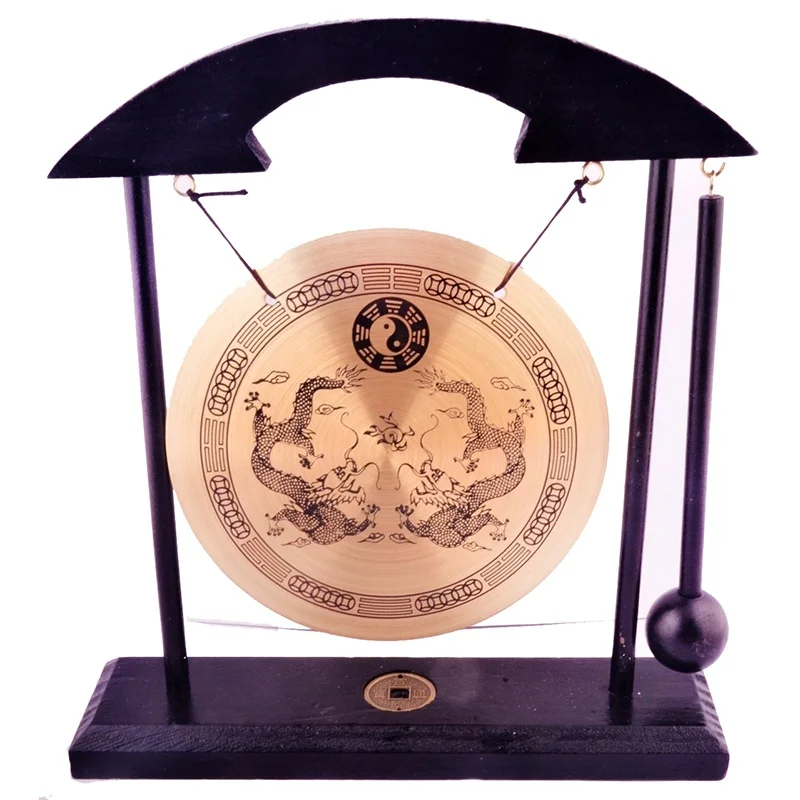 Zen Art Brass Feng Shui Desktop Gong W Free Red String Bracciale